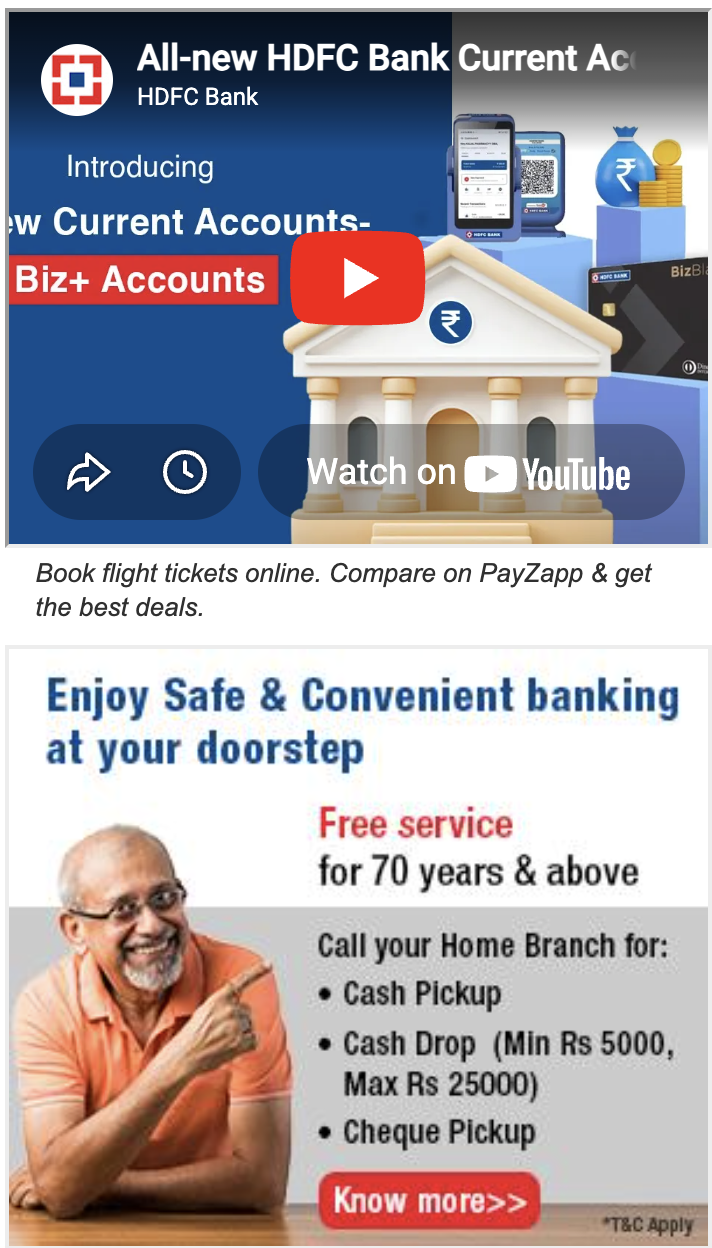 HDFC Bank promotions: doorstep banking, Cash Pickup, Cash Drop, Cheque Pickup